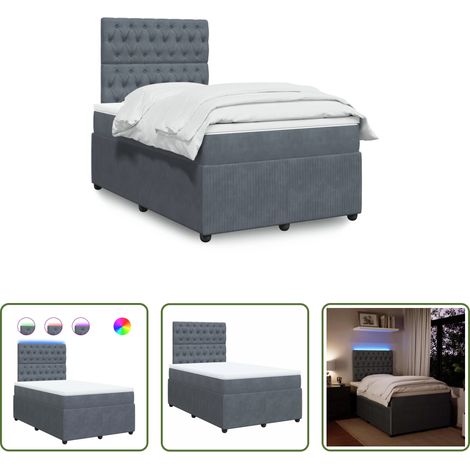 vidaXL Taschenfedernkern -  Boxspringbett mit Matratze Dunkelgrau 120x190 cm Samt (1/5)