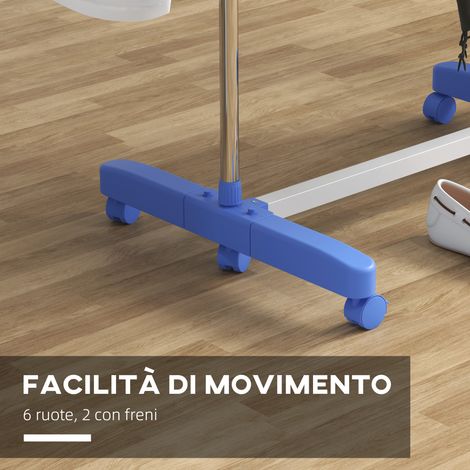 Étagère modulable Stendino, 4 tablettes, 142x55x172 cm, bleu et argent, structure en acier et plastique, réglable en hauteur (1/5)