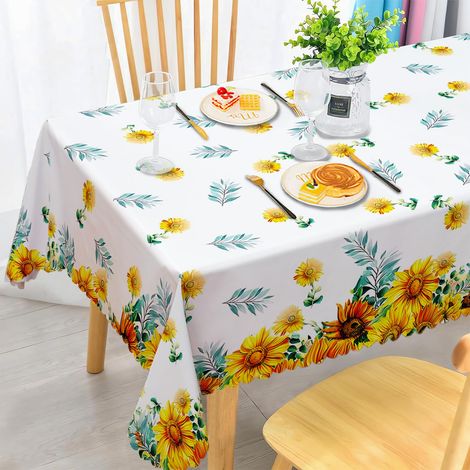 Nappe de table de jardin rectangulaire, lavable, résistante aux intempéries, en polyester, imperméable, pour extérieur, table de jardin, cuisine, table à manger, jardin, 110 x 140 cm (1/5)