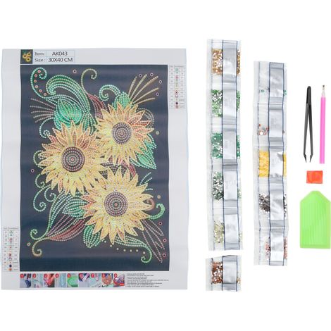 Rhinestone Painting Kit Sunflower Pattern Shiny Exquisite DIY Home Wall Decoration 5D Painting Art 30x40cm (1/5)