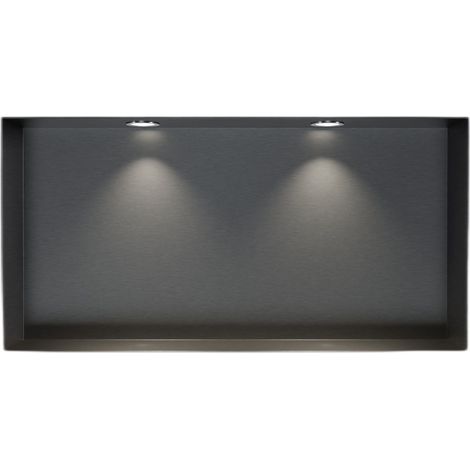 Nicchia da parete in acciaio inox NT306010X senza bordo con faretti LED - 30 x 60 x 10 cm (A x L x P) - colore selezionabile	Gunmetal, 2x Spot Einbaurahmen Chrom (de)