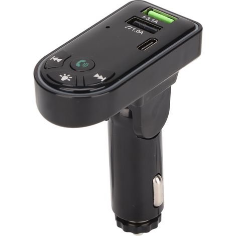 Adaptateur Bluetooth Voiture avec Chargeur Double USB, Lecteur MP3 et Lumière d'Ambiance Colorée - Mains Libres (1/5)