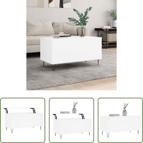 Wohnzimmer - Couchtisch Weiß 90x44,5x45 cm Holzwerkstoff (1/5)
