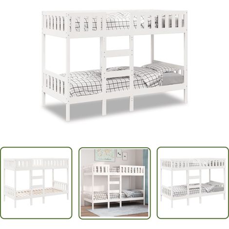 vidaXL Etagenbett Weiß 90x190 cm Massivholz Kiefer (1/5)