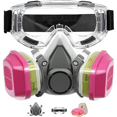 Masque de Protection Respiratoire avec Filtres et Lunettes, Masque Anti Poussiere Réutilisable, Masque a Gaz Chimique pour Peinture, Vapeurs Organiques, Soudage, Polissage, Spruzzatura e Altri Lavori (1/5)