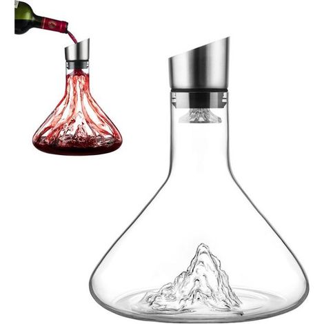 Carafe à vin - Carafe à vin rouge 1,5 L - Bouteille en verre à vin - Coffret carafe avec filtre - Accessoires pour le vin - Sans plomb, soufflée à la main (1/5)