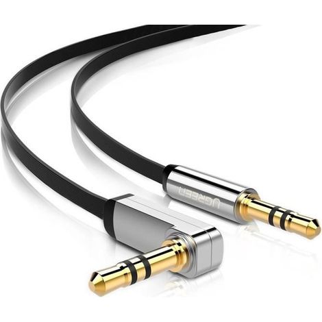 Câble AUX plat UGREEN AV119 mini jack coudé 3,5 mm 1 m (noir) (1/2)