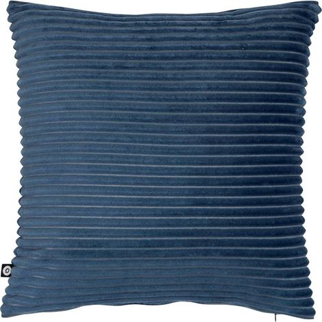Coussin en Velours Côtelé "Arum" 38x38cm Bleu Encre (1/4)