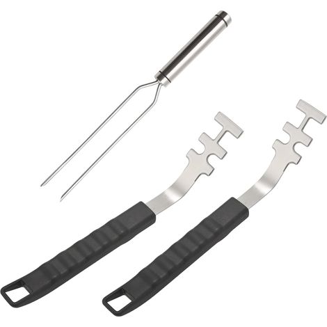 2 Pièces 27 cm Lève-Grille de Gril et 29 cm Fourchettes, Elévateur de Grille de Barbecue, Long Manche Accessoires Lève-Grille Cuisson, pour Usage Domestique, Camping, Barbecues (1/5)
