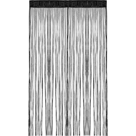 CCYKXA Fliegengitter-Türvorhang mit Schnüren, 100 x 200 cm, dekorativer Raumteiler, schwarzer Fransenvorhang für Balkon, Schlafzimmer, Hochzeit, Café, Restaurant