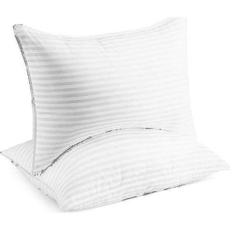 Oreillers de lit Beckham Hotel Collection pour un sommeil réparateur - Taille Queen, lot de 2 - Oreiller rafraîchissant en gel de luxe pour le dos, le ventre ou le côté (1/2)