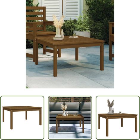 Holz Tisch - Gartentisch Honigbraun 82,5x82,5x45 cm Massivholz Kiefer (1/5)