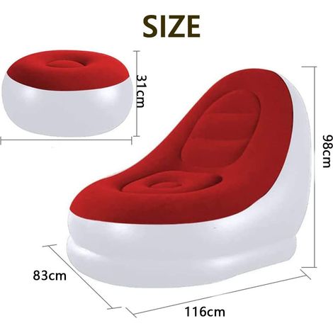 Chaise longue gonflable adulte canapé pliable pour chambre de jeu intérieur extérieur avec pompe électrique domestique multifonctionnelle (rouge et blanc) MNS (1/4)