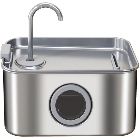Fontana d’acqua per gatti 3,2 L in acciaio inox 304, pompa silenziosa, argento OKMYHOME (1/5)