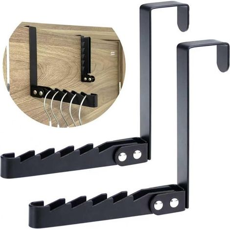 Lot de 2 patères pliables noires – Porte-vêtements pliable, gain de place pour la buanderie, la salle de bain et les dortoirs (1/5)