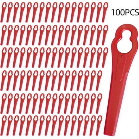 100 Pcs Lames en Plastique de Rechange, Lame Coupe Bordure Tondeuse à Gazon en Plastique Lames pour Jardin et Pelouse Coupe Bordures (Rouge) (1/5)