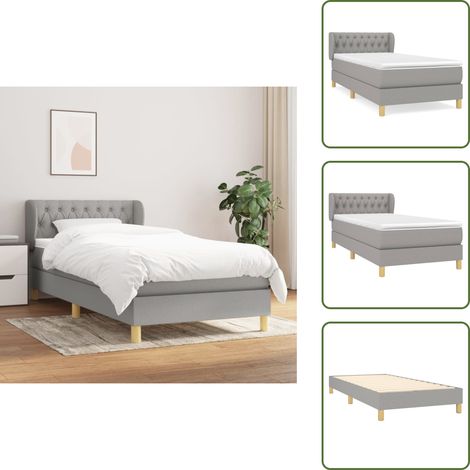 Boxspringbett mit Matratze Hellgrau 90x200 cm Stoff - Boxspringbett - Doppelbett - Bettenrahmen - Lattenrost - Matratze