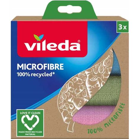 Panni in microfibra Vileda 100% riciclati, 3 pezzi.