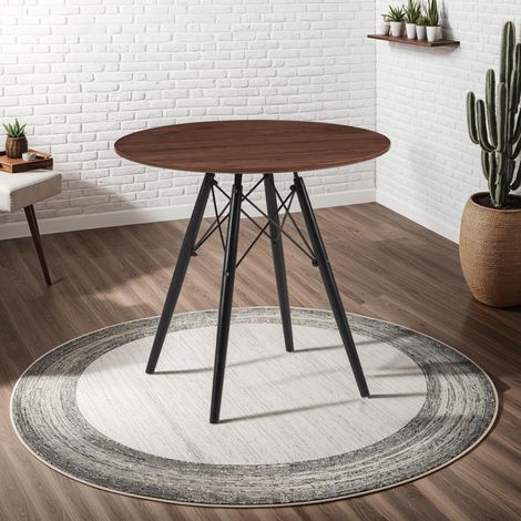 Table de repas ronde scandinave 80x80x75 cm noyer - SCANDI