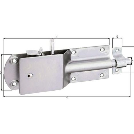 Verrou de sécurité pour box, longueur 200 mm, largeur 125 mm, galvanisé, avec passe-fil. (1/4)
