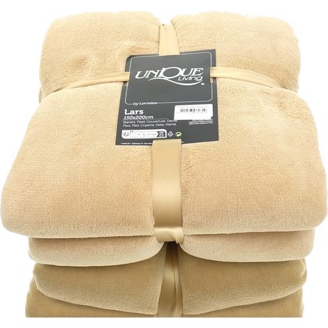 Lemetex UNIQUE Living® Kuscheldecke Lars Latte Macchiato 150 x 200 cm -- Polyester (1/3)
