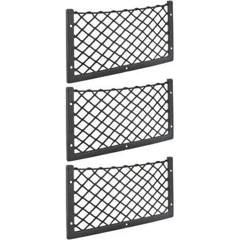 Lot de 3 filets de rangement pour voiture 36 x 18 cm – Maille élastique pour rangement bagages et magazines – Fixation robuste pour van et camping-car (1/5)
