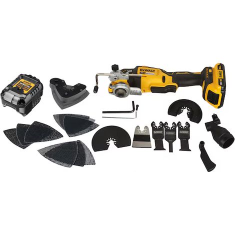 Dewalt – Outil multifonction 18V avec 2 batteries 2Ah – Moteur sans balais pour coupe nette – 29 accessoires – Coffret Tstak – DCS355D2