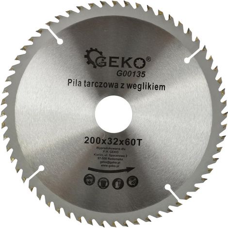 Geko G00135 Tct - Hoja de sierra circular para madera (200 x 32 x 60 T, 12 unidades)