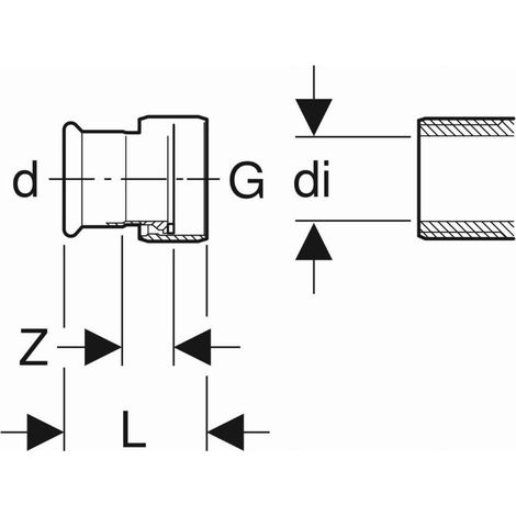 Geberit Mapress Raccord de transition en cuivre avec écrou-raccord, DN 40, dø 42 mm, 65053 (1/2)