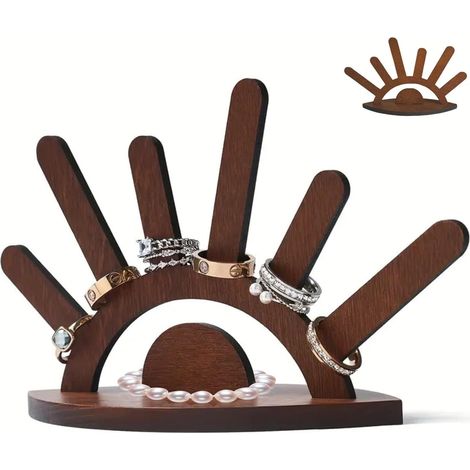 Porte-bijoux en bois, détachable, présentoir, colliers, bracelets, bagues (1/5)