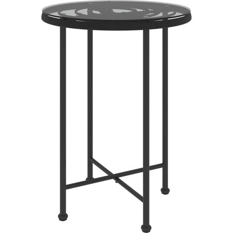 vidaXL Tavolo da Pranzo Nero Ø55 cm Vetro Temperato e Acciaio (1/5)