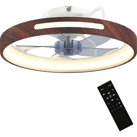Ventilateur avec lumière LED 40W moteur DC réversible télécommande 6 vitesses 3 couleurs minuterie Teca