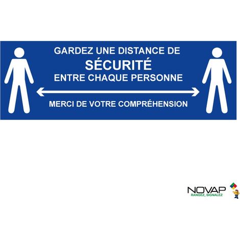 Panneau Garder une distance de sécurité - Bleu - spécial sol - 450x150 mm - 4007571