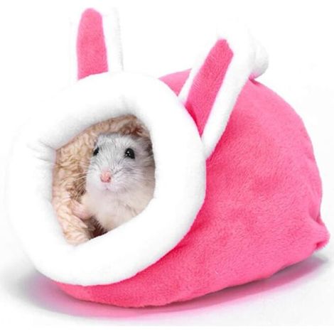 UlisemHamster Hamster Nest Petit nid d'hibernation Nid de lapin en coton Nid de couchage d'hiver chaud en coton pour petits animaux Mini hérisson, Rose (1/4)