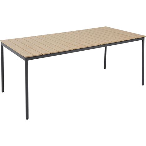 Table de jardin 180x90 cm en métal et bois 8 places gris