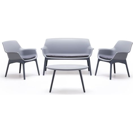 Set de jardín para el exterior compuesto por 2 sillas, 1 sillón y 1 mesita Luxor Lounge - Gris (1/4)
