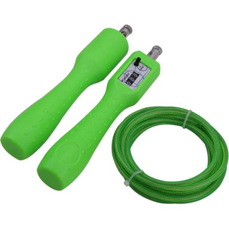 Corde à sauter réglable 2,6 m avec compteur, outil d'entraînement sportif pour gym, couleur verte (1/3)