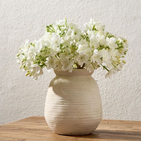 Vase Rustique en Céramique Décoratif de 18 cm pour Intérieur Bohème avec Finition Émaillée Sable pour Table, Salon, Salle de Bain (1/5)