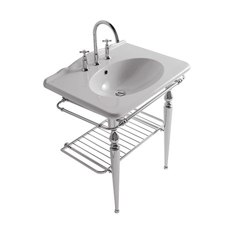 Struttura Paestum terra in ottone con lavabo cm. 75x55 bianco