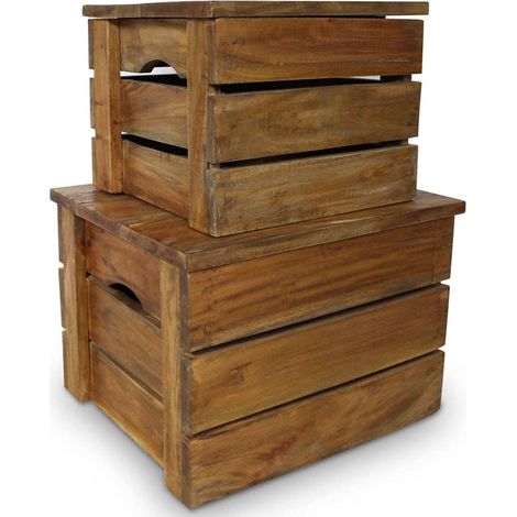 Jeu de caisse de rangement 2 pcs Bois de récupération massif (1/5)