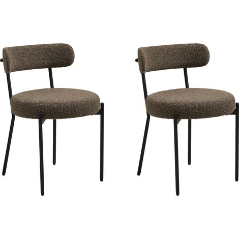 Lot de 2 chaises en tissu bouclette et métal BADALONA-Marron (1/5)