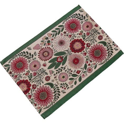 Set de table Jacquard tissé à la main avec motifs floraux, en polyester résistant pour un usage quotidien, multicolore (1/5)