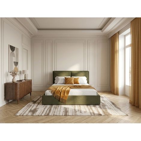 BOBOCHIC - Lit coffre MARA tissu texturé 160x200 Vert (1/5)