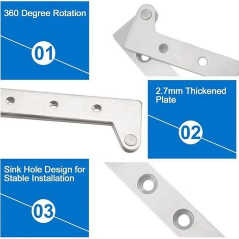 4pcs charnières pivotantes – 360° rotation en acier inoxydable – pour armoire, fenêtre et porte intérieure (1/4)