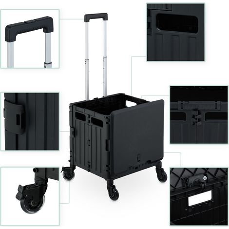 Pratico carrello della spesa pieghevole per i tuoi acquisti 101 x 43 x 44 cm in plastica nera 130016153