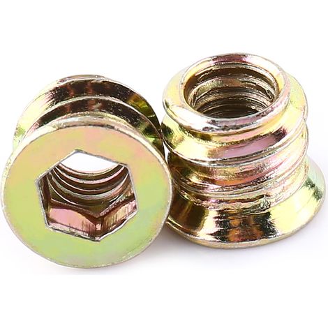Écrous hexagonaux en acier au carbone zingué pour meubles, écrous à insérer dans le bois (M610mm) (1/5)