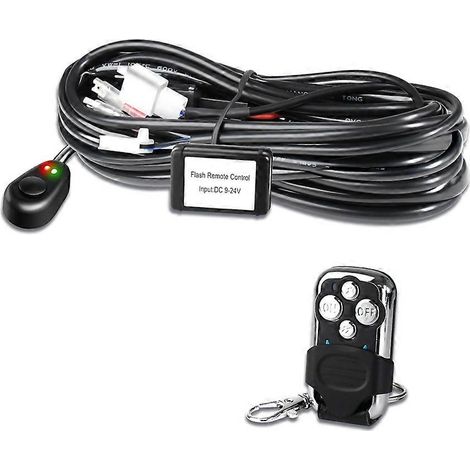 Kit de câblage pour barre lumineuse LED, 2 fils, câble universel 18 AWG, avec relais et interrupteur marche/arrêt. (1/5)