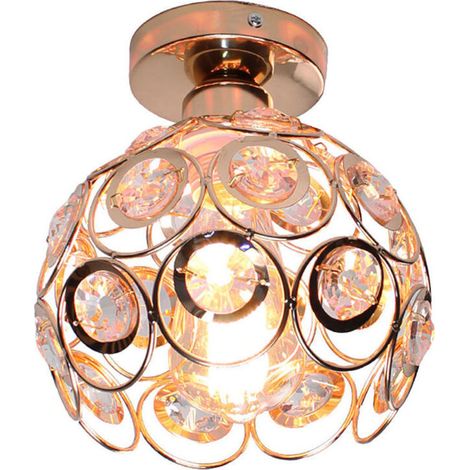 Moderne Plafonnier Industrielle Cristal en Métal Ø20cm , Luminaire l'éclairage Intérieur Exterieur de Plafond Abat-Jour Or rose