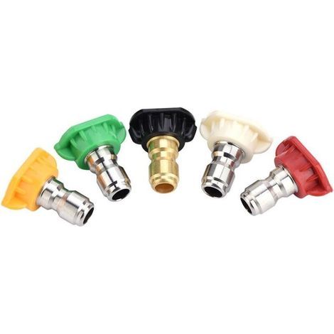 5Pcs Buse De Nettoyeur Haute Pression,Plusieurs Degrés En Laiton / Acier Inoxydable,Se Relient Rapidement Aux Pièces De Rondelle De Haute Pression De 4000 Psi (1/5)