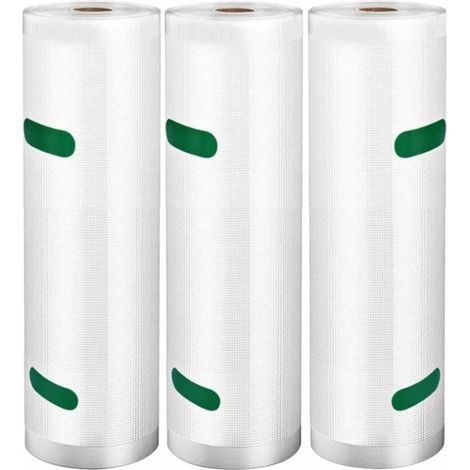 Sacchetti sottovuoto per alimenti, 3 rotoli, 20 cm x 500 cm. Resistenti al calore fino a 250 °F. Riutilizzabili e adatti al microonde. 20 x (1/4)